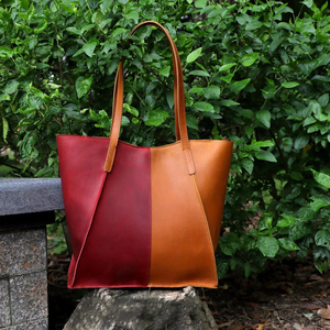 Bolsos de mano de gran capacidad de cuero genuino para mujer, bolsos de hombro resistentes al agua de Color sólido a la moda para verano - Product Image 1