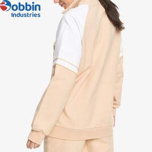 Sweat-shirt demi-zip à la mode pour femmes survêtement motif imprimé 3D personnaliser la conception unisexe bloc de couleur manches passepoil de culture - Product Image 5