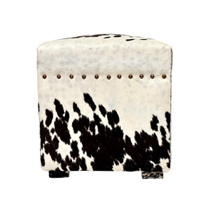 Taburete otomano de piel de vaca natural moderno, muebles para el hogar para sala de estar, Base de madera - Product Image 2