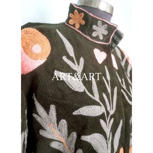 Abrigo de Invierno de Algodón con Cuello Mao, Diseño Nuevo, Tejido a Mano, Bordado para Mujer, Transpirable, con Botones, Ecológico, Corte Regular - Product Image 3