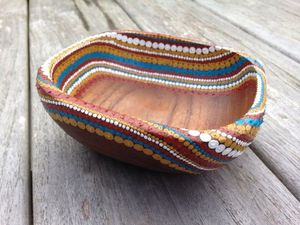 <b>Mango</b> <b>Wood</b> Oval Serving <b>Bowls</b> With Tribal Enamel Rim Handmade Rustic Wooden Salad <b>Bowls</b> Decorative Kitchenware - Product Image 3