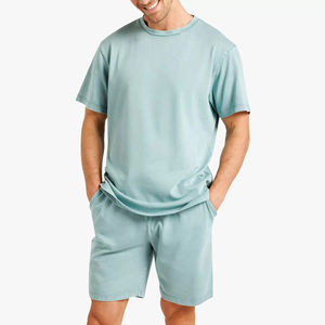 Haute qualité 100% coton lavage à l'acide double ensemble hommes nouveau Design été Shorts sérigraphie t-shirt à la mode décontracté Streetwear grande taille - Product Image 1