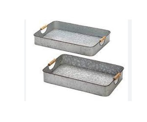 Galvanized <b>Set</b> of Two Metal Serving Tray Decorative Best Design for Home Hotel & Restaurant <b>Table</b> Source Galvanized Serving Tray - Product Image 1