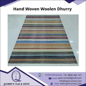 Alfombra de exterior tejida a mano de lana Dhurrie I alfombras de tejido plano al por mayor en varios colores y tamaños personalizados - Product Image 2