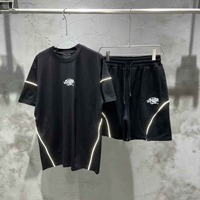 Ensemble de sport d'été réfléchissant 100 % coton pour homme, unisexe, t-shirt en jersey oversize et short, style décontracté tendance, survêtement court