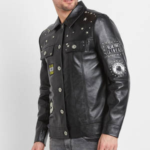 Dernier prix du fabricant pakistanais Veste de motard en cuir de haute qualité pour hommes avec bouton Style grande taille pour l'hiver - Product Image 2