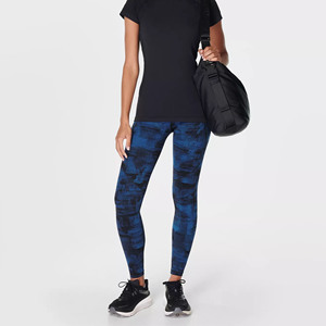 Unisex Women High Waist High Compression Breathable Anti-Bacterial Yoga Side <b>Pockets</b> <b>Leggings</b> Custom Print Heat-Transfer - Product Image 2