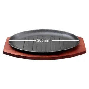 Plateau Sizzler en bois et métal de qualité supérieure pour les grillades, le barbecue et les repas chauds Présentation de la cuisine de table - Product Image 6
