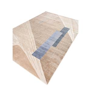 Alfombra de Lana y Seda de Bambú Anudada a Mano en Beige Azalea y Marrón, 10 mm de Grosor, Rectangular, con Patrón Abstracto para el Hogar o el Pasillo - Modelo AIWB-5014 - Product Image 2