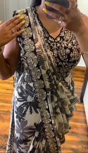 Beau tissu georgette lourd Saree broderie complexe cordon travail broderie Blouse mariages fêtes fournisseur en gros - Product Image 3