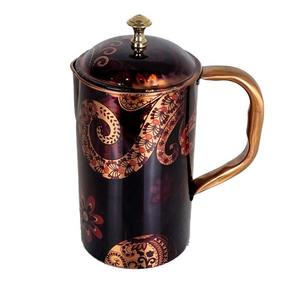 <b>Black</b> Flower Printed Pure Copper Jug - Product Image 1