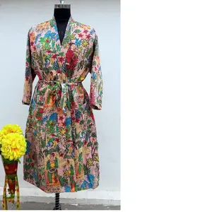 custom made kantha embroidered robes and dressing gowns suitable for use as bathrobes and as sleeping gowns in 100% cotton