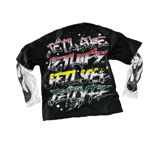 Camisetas lisas de manga larga de punto acanalado personalizadas, 100% algodón, doble capa, serigrafía 3D, respetuoso con el medio ambiente, estilo Y2K, cuello redondo para hombres - Product Image 1