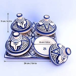 Ensemble de 4 mini-tajines marocaines en céramique faites à la main, avec poignée en acier inoxydable antiadhésive, compatibles four, lave-vaisselle et cuisinière à gaz/induction - Product Image 1