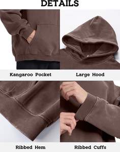 Sweat à capuche pour homme unisexe Vintage Heavyweight Wash Fleece Cotton Sweatshirt Baggy Oversized Hooded Sweatshirt - Product Image 4