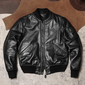 2025 OEM veste en cuir de vachette marron classique pour hommes coupe-vent d'hiver avec col en fourrure amovible style bombardier en gros - Product Image 1