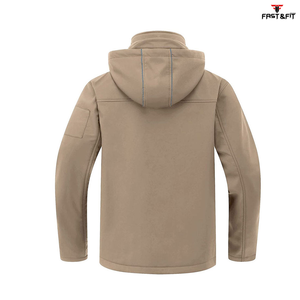 Veste d'hiver pour homme en softshell de haute qualité, dernier design, avec col montant, fermeture éclair sur le devant, logo, imperméable, respirante, couleur unie - Product Image 2
