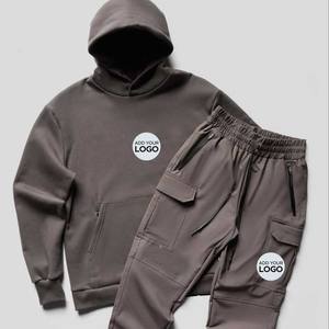 Logo personnalisé avant et arrière Survêtement pour homme Sweat à capuche 2 pièces Survêtements de jogging athlétiques pour hommes Pull-over de sport décontracté - Product Image 3