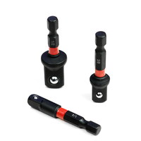 Lot de 3 adaptateurs de douilles hexagonales 1/4, 3/8, 1/2 pouce, code couleur, pour embouts carrés, rallonges de tournevis, embouts de perceuse, embouts à chocs, en acier, OEM