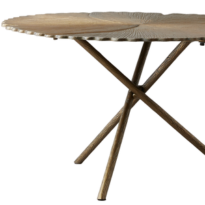Table basse en métal classique avec dessus rond Texture de rayon de soleil avec finition dorée faite à la main pour meubles de salon et de chambre - Product Image 2