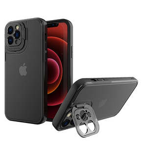 Custodia Premium per iPhone 13 Pro 6.1 con Copri Fotocamera e Supporto Nero - Product Image 1