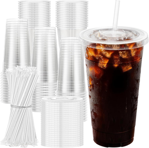 Vasos de Plástico de 24 oz con Tapas y Pajitas, Resistentes, Aptos para Alimentos, Transparentes, para Café Helado, Vasos Desechables para Bebidas Frías, Libres de BPA - Product Image 2