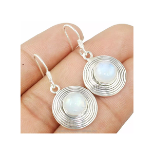 Dernière 925 Argent Sterling Arc-En-Ciel Pierre de Lune Boucles D'oreilles À La Main - Product Image 3