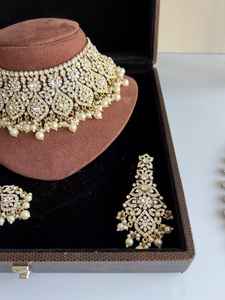 Venta caliente 18K Chapado en oro Indio Artificial Kundan Nupcial Zircon Fiestas DE BODA Collares Conjuntos de joyas - Product Image 5