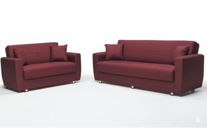 European Style Convertible <b>Sofa</b> <b>Bed</b> <b>Storage</b> Extendable Design Solid Wood Frame Fabric Upholstery Click Clack Mechanism - Product Image 3
