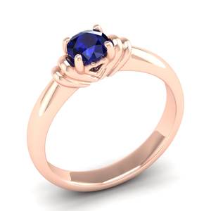 Anillo Solitario de Plata de Ley 925 con Moissanita, Corte Redondo, 0.5 Quilates, Gema de Zafiro Azul, Joyería para Mujer, Precio al por Mayor REYES - Product Image 2