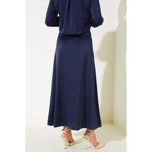 Cintura Falda Satén Cremallera Azul Marino - Product Image 4