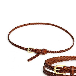 เข็มขัดหนังถักสำหรับผู้หญิงเข็มขัดหนังแท้หัวเข็มขัดแยกหมุดดีไซน์แบบลำลอง - Product Image 2