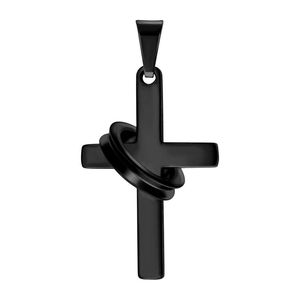 Collar único de capa de Cruz católica negra de acero inoxidable para hombres Collar de acero inoxidable para hombres - Product Image 4