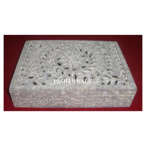 กล่องเก็บเครื่องประดับทรงสี่เหลี่ยมผืนผ้า แกะสลักด้วยหินสบู่ธรรมชาติ งานฝีมือ ดีไซน์โบราณ ขายส่งและส่งออก ราคาถูกที่สุด - Product Image 1