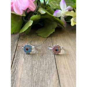 Zuni Handcrafted Opal & <b>Sterling</b> <b>Silver</b> Gemstone <b>Ring</b> Boho Bezel <b>Set</b> - Product Image 2