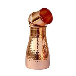 Hand Applied Polish Ayurvedic Copper <b>Water</b> <b>Bottle</b> Glossy Protective Finishing for Pure <b>Water</b> Drinking <b>Metal</b> Material - Product Image 2