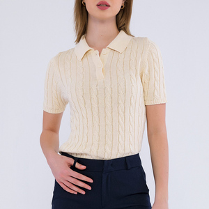 Polos de Mujer Cómodos de Punto con Logotipo Personalizado y Talla, Lisos, de Verano, Manga Corta, de Alta Calidad - Product Image 6