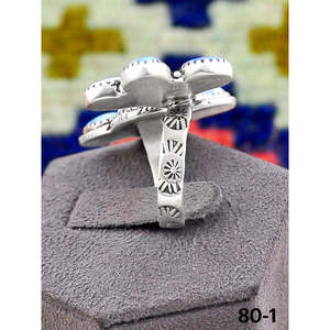 Southwest Handmade Golden Hills Sterling <b>Silver</b> Cluster <b>Ring</b> Boho Style <b>Statement</b> <b>Ring</b> Turquoise Bezel Setting for Everyday Wear - Product Image 3