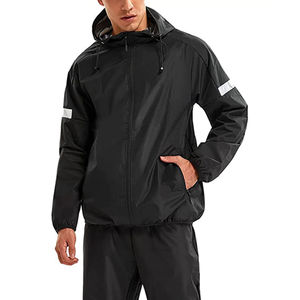 Survêtement en nylon noir sur mesure OEM, survêtement en nylon unisexe OEM, survêtement personnalisé coupe-vent imperméable en polyester pour homme - Product Image 2
