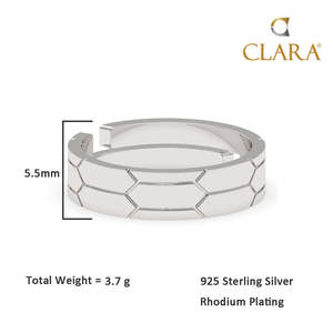 CLARA 925 Sterling <b>Silver</b> Hexagon Band <b>Ring</b> Rhodium Plated Fine Jewelry with Bezel Setting Gemstone - Product Image 5
