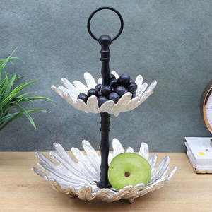 Bandeja de servicio de 2 niveles con mango de metal Artículos para el hogar y el hotel Bandeja de decoración de mesa de nuevo diseño Bandeja de servicio de precio de fábrica - Product Image 2