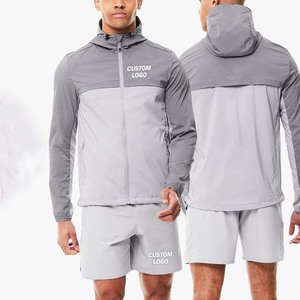 Ensemble veste et short coupe-vent en tissu tissé léger et respirant pour le sport, fermeture éclair, décontracté, extérieur, polyester - Product Image 2