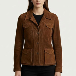 แจ็กเก็ตหนังกลับของผู้หญิงที่ทันสมัยการออกแบบที่พรีเมี่ยมรูปลักษณ์ทันสมัยเสื้อนอกน้ำหนักเบาเป็นมิตรกับสิ่งแวดล้อม - Product Image 3