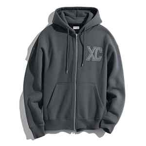 Sudadera personalizada de alta calidad original gris pesado 100% algodón Pima orgánico sudadera con cremallera de rizo francés - Product Image 1