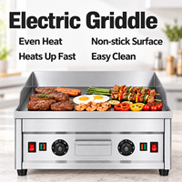 Commerciële elektrische bakplaat 600 mm vlakke grillplaat 5000 W dubbele temperatuurregeling 10 mm dikke plaat roestvrijstalen aanrechtblad 220 V