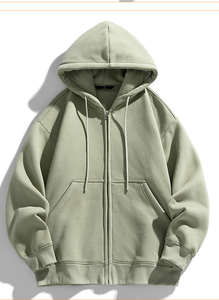 Sweat-shirt à capuche d'hiver OEM, pull à col rond pour femmes et hommes, personnalisable, en polaire lourd, fermeture éclair sur le devant - Product Image 2