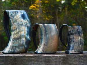 Mug de voyage en corne de viking de luxe naturel de qualité supérieure, fabriqué à la main, écologique - Product Image 5