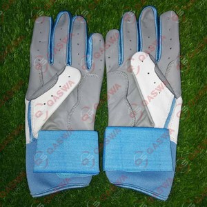 Guantes de bateo de béisbol de Color blanco azul claro y gris de alta calidad Guantes de bateo de béisbol de softbol de cuero de último diseño - Product Image 6