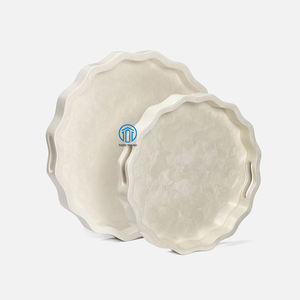 Nacre blanche plateau rond bord de vague plateau de service décoratif fait à la main vadrouille coquille plateau Vietnam décor à la maison fournisseur - Product Image 6