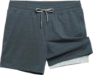 Shorts de course 2 en 1 pour hommes, 100% coton et élasthanne/polaire, short de sport de 5 pouces avec poches zippées, shorts d'entraînement à séchage rapide pour hommes - Product Image 2